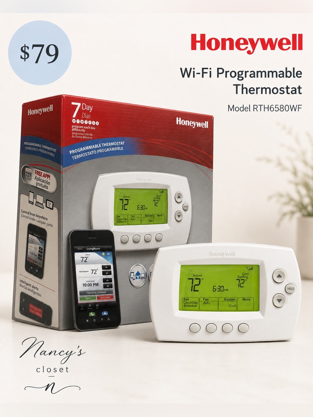 Honeywell Home Wi-Fi 7-Day Programmable Smart Thermostat RTH6580WF – New